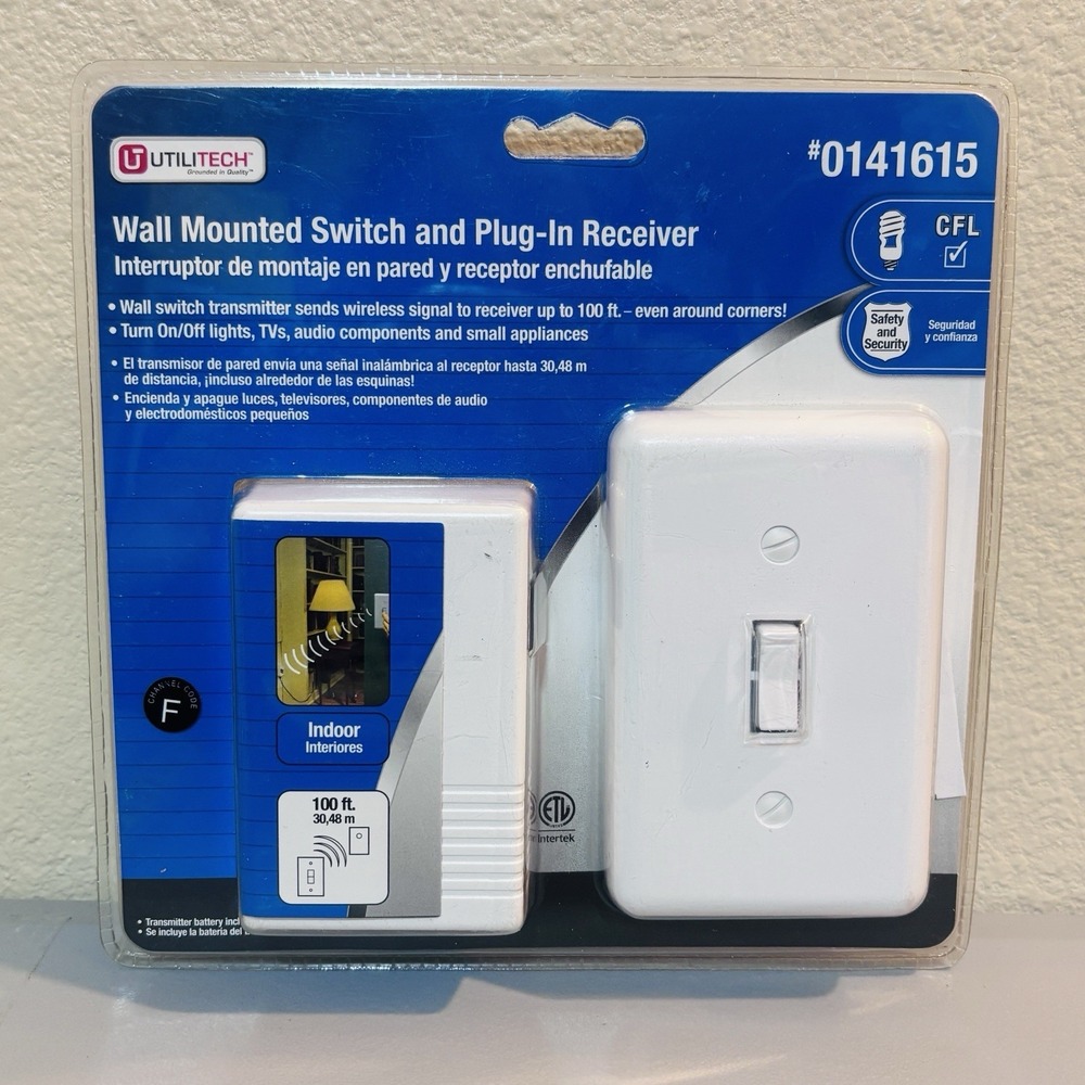 UtiliTech Wall Mounted Switch Plug-In‎ Receiver New Sealed 100' Range Convenient